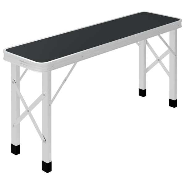 foldbart campingbord med 2 bænke aluminium grå