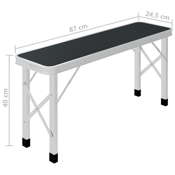 foldbart campingbord med 2 bænke aluminium grå
