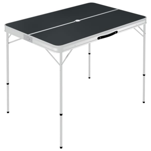 foldbart campingbord med 2 bænke aluminium grå