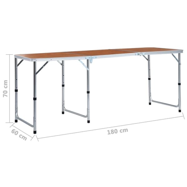 foldbart campingbord aluminium 180 x 60 cm