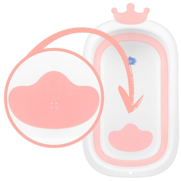 Babybadkar med kudde RK-280, vit och rosa