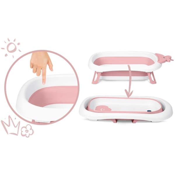 Babybadkar med termometer RK-282, vitt och rosa