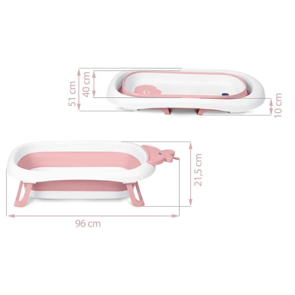 Babybadkar med termometer RK-282, vitt och rosa