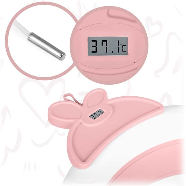Babybadkar med termometer RK-282, vitt och rosa