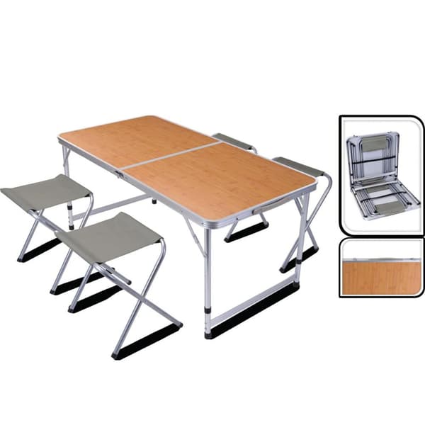 Redcliffs Sammenklappeligt Campingbord Med 4 120x60x70 Cm 120x60x70 Cm Brun