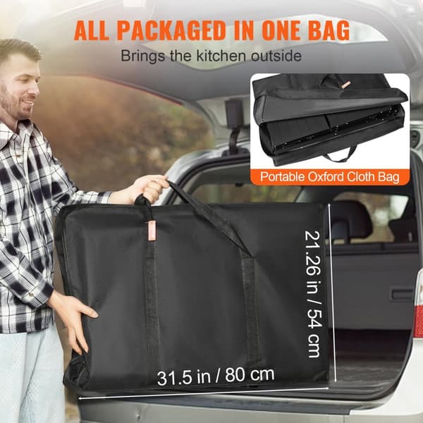 Camping Køkkenbord, Aluminiums Sammenklappeligt, Bærbar Udendørs Madlavning Station, 27,8 lbs