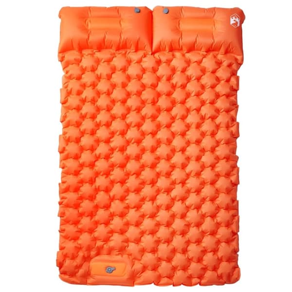 vidaXL Självuppblåsande campingmadrass med kuddar 2 personer orange