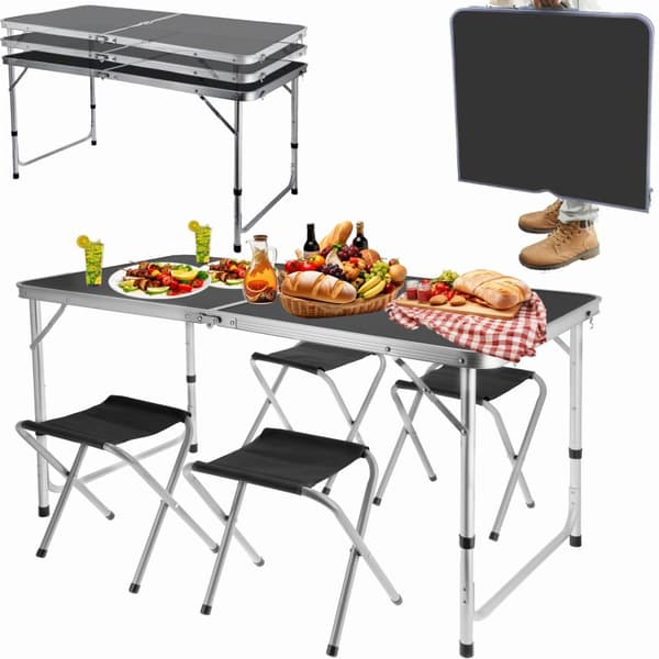 Fällbart campingmöbelset - svart
