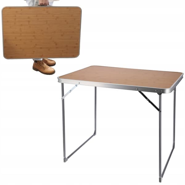 Sammenklappeligt campingbord - brun