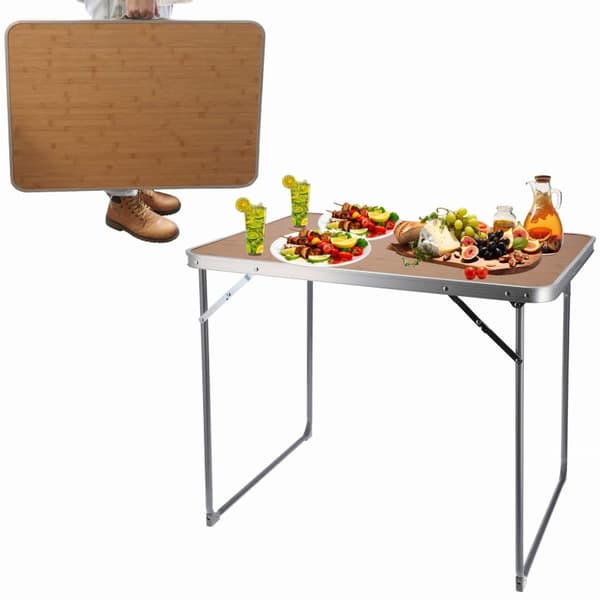 Sammenklappeligt campingbord - brun