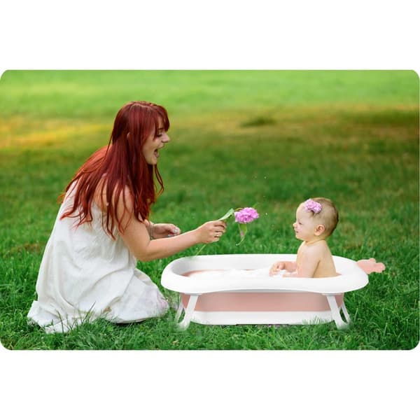 Babybadekar med pude RK-280 hvid og pink