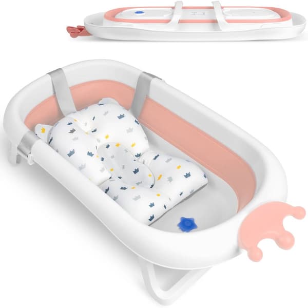 Babybadekar med pude RK-280 hvid og pink