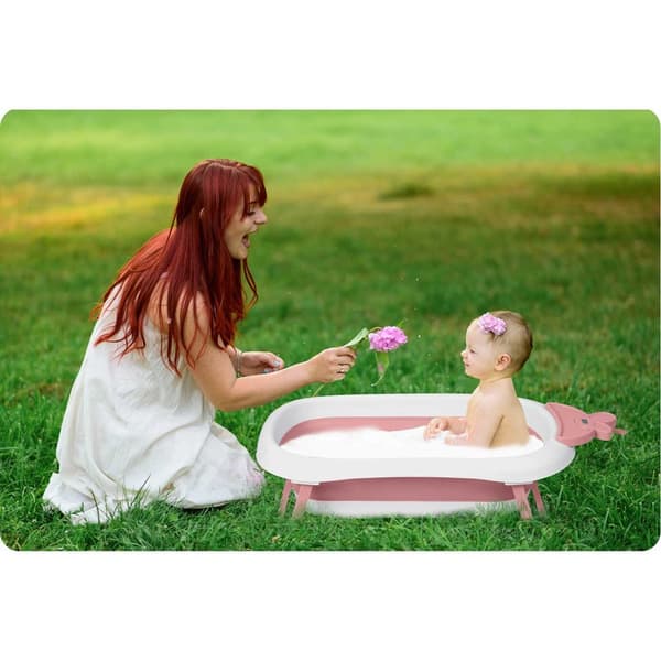 Babybadekar med termometer RK-282 Hvid og Pink