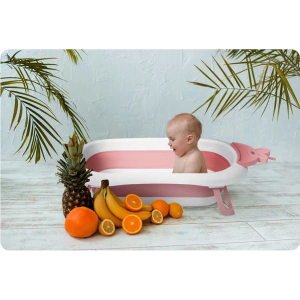 Babybadekar med termometer RK-282 Hvid og Pink