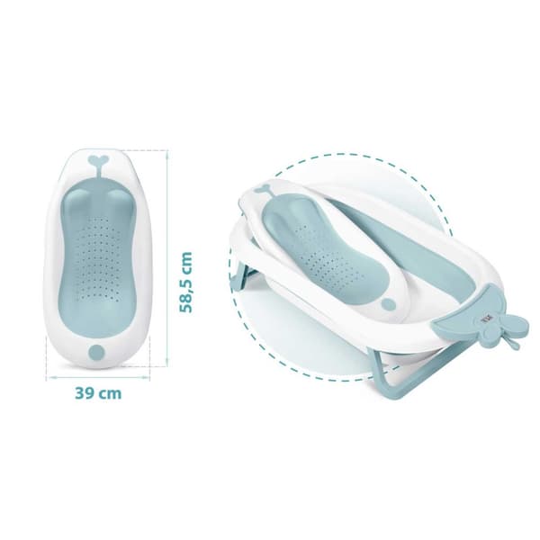 Babybadekar med termometer og indsats RK-282, hvid og blå