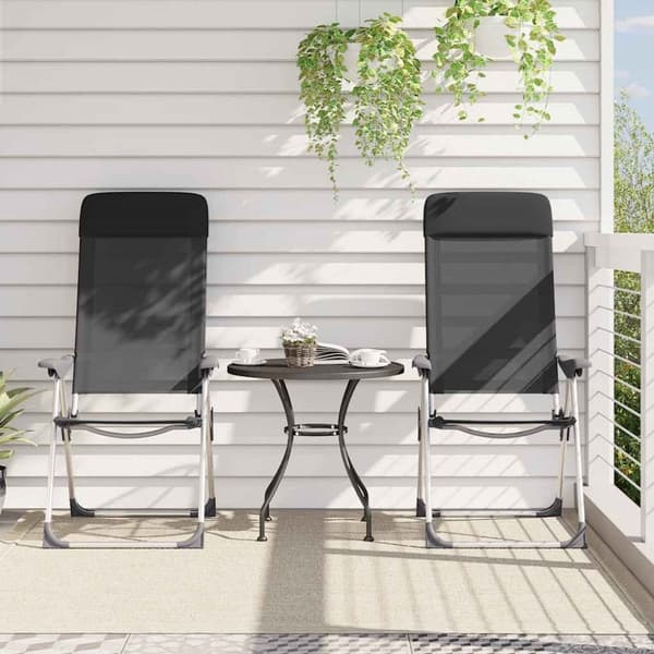 Hopfällbara campingstolar 2 st aluminium svart