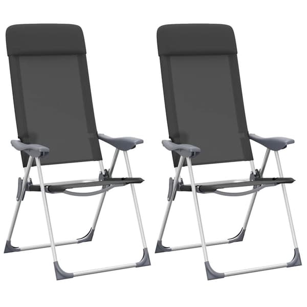 Hopfällbara campingstolar 2 st aluminium svart