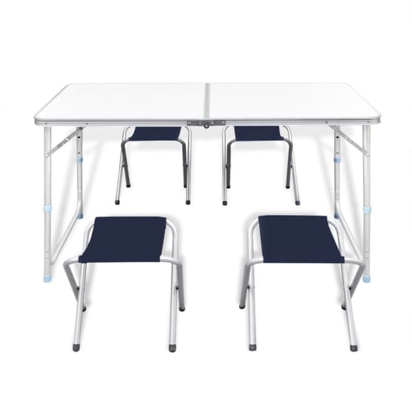 Hopfällbart campingbord med 4 stolar höjdjusterbar 120x60 cm