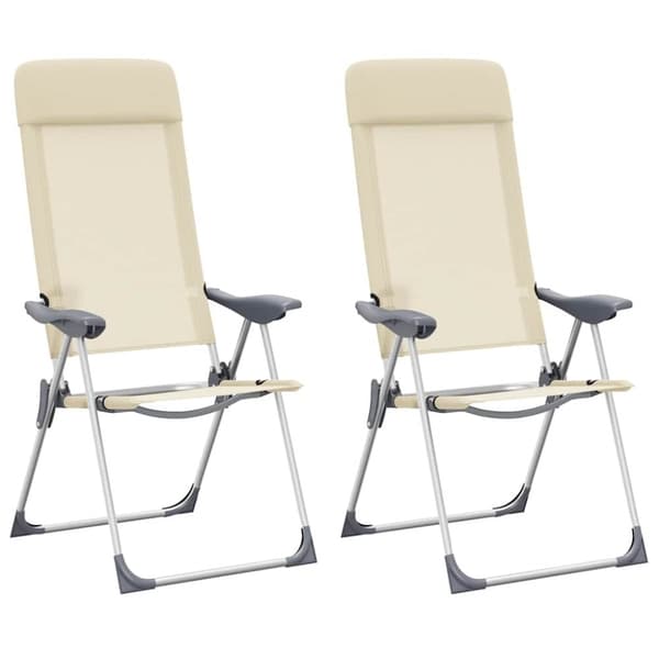 Hopfällbara campingstolar 2 st aluminium gräddvit