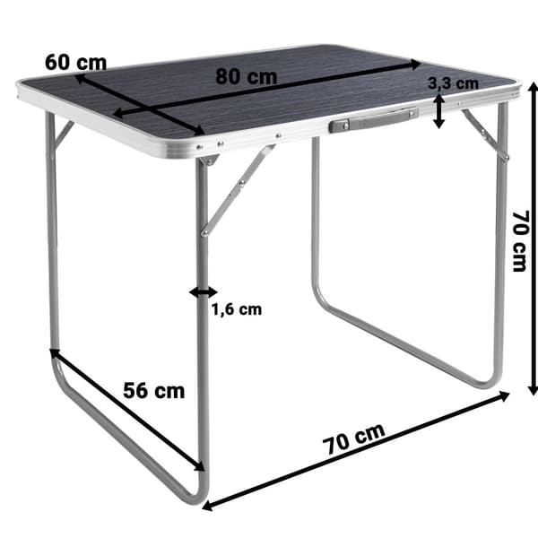 MAJS hopfällbart campingbord 80x60 cm svart trä