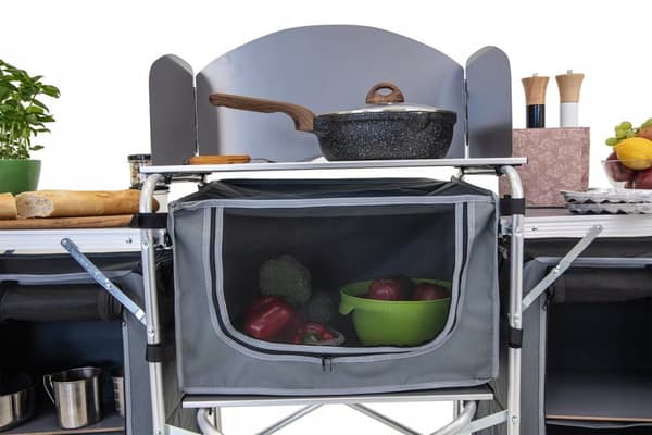 TOURIST KEITTIÖKAAPPI kokoontaitettava puutarhakassi CAMPING pöytä