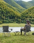 Miniatyrbild 6 av 7: Bärbar campingstoluppsättning av 2 med armstöd
