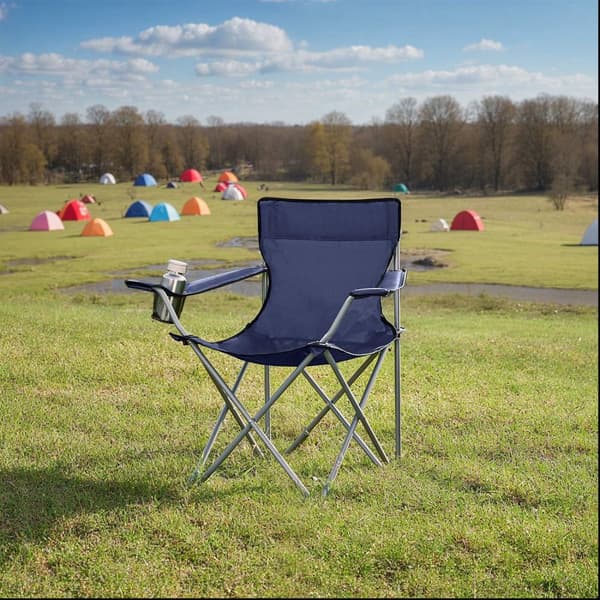 Foldestole sæt af 2 - Campingstole med armlæn - bærbar og robust - sort
