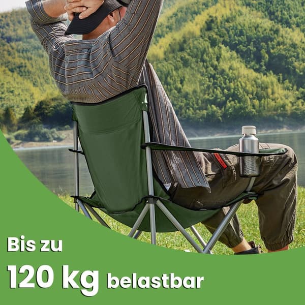 Foldestole sæt af 2 - Campingstole med armlæn - bærbar og robust - sort
