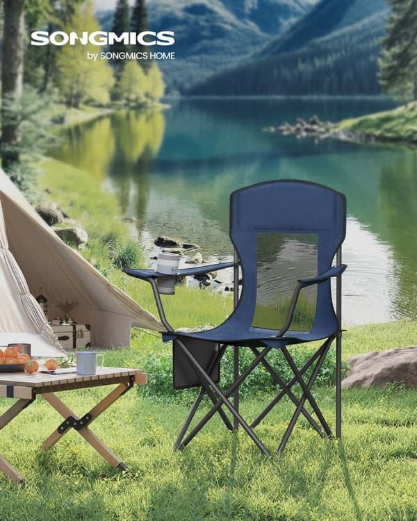 Campingstole sæt med 2 med justerbare armlæn, Harbor Blue