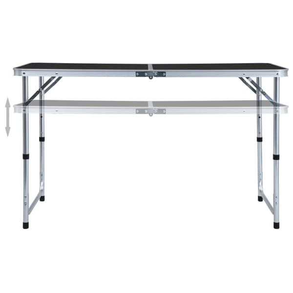 Hopfällbart campingbord grå aluminium 120x60 cm