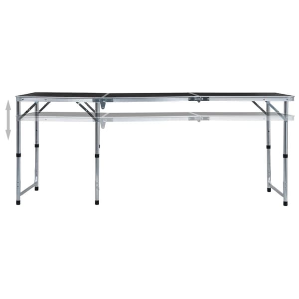 Hopfällbart campingbord grå aluminium 180x60 cm