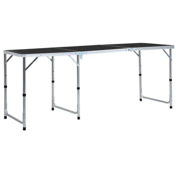 Hopfällbart campingbord grå aluminium 180x60 cm