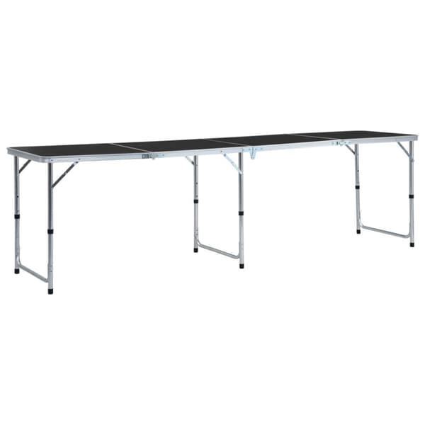 Hopfällbart campingbord grå aluminium 240x60 cm