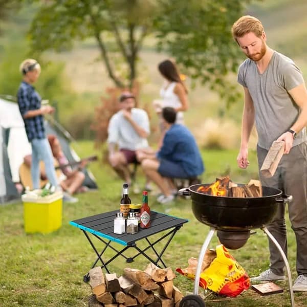 OBOSOE Foldebord i Aluminium – 41x35x30CM, til Rejse & Picnic, med Lomme