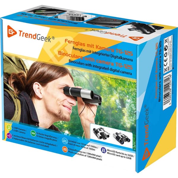 TrendGeek Kikare med digitalkamera TG-125 10 x 25 mm Takkant Silver 4790