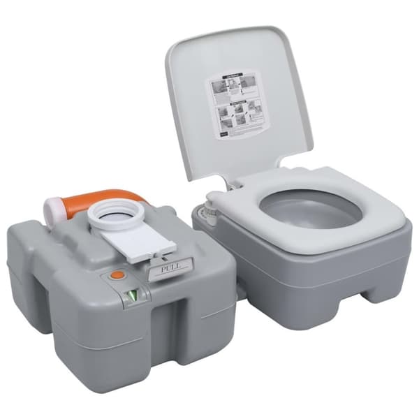 vidaXL Kannettava retkeily-WC harmaa 20 + 10 l