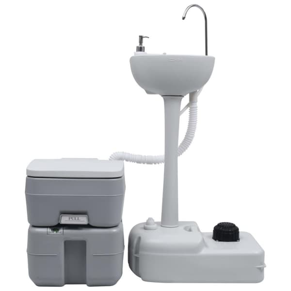 vidaXL transportabelt campingtoilet og -håndvask grå