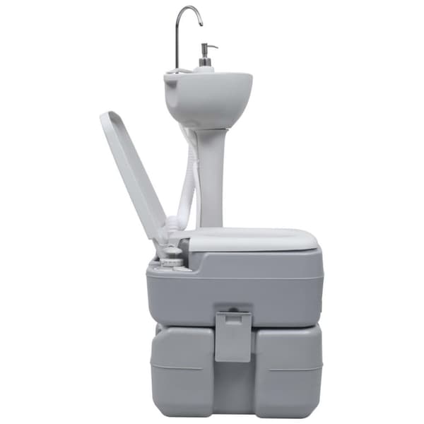 vidaXL transportabelt campingtoilet og -håndvask grå