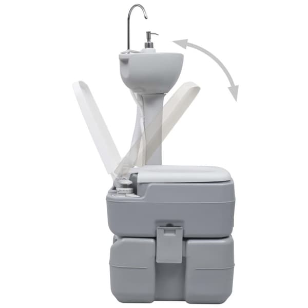 vidaXL transportabelt campingtoilet og -håndvask grå