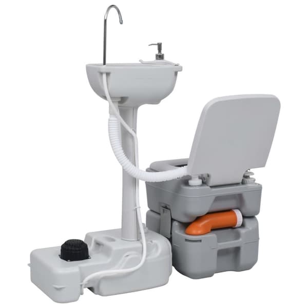vidaXL transportabelt campingtoilet og -håndvask grå
