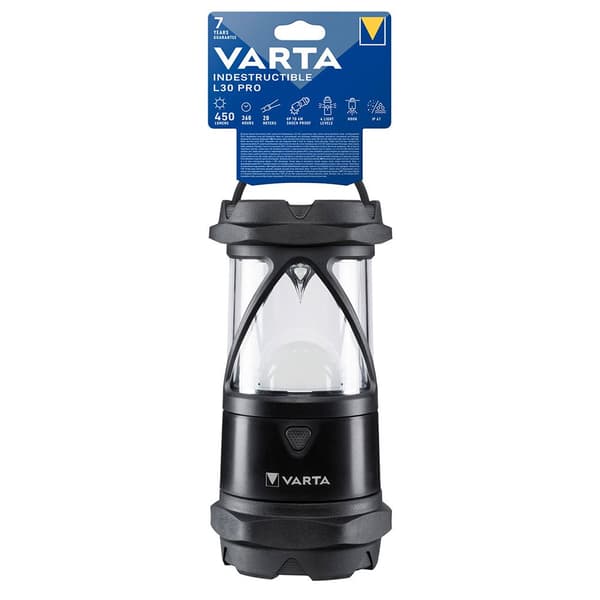 Varta Indestructible L30 Pro Extreme Durable Camping Light Kirkas,Musta musta, Läpinäkyvä