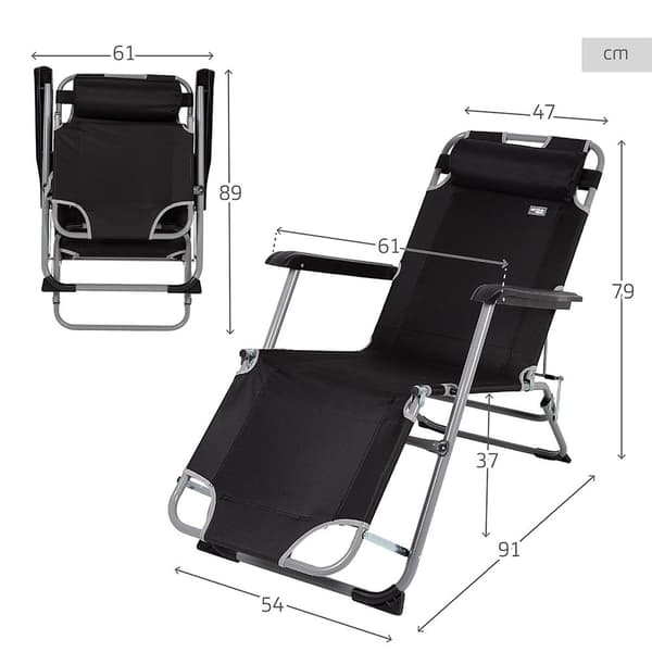 Aktive Folding Sort Multipurparten Lowbugging Med Polstret Cojín Søvfarvet