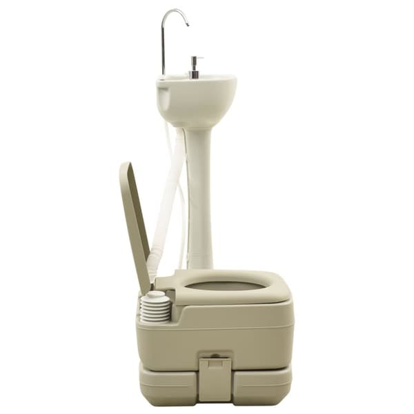 transportabelt campingtoilet 10+10 l og håndvask 20 l grå
