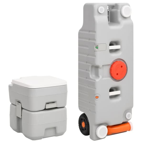 transportabelt campingtoilet og vandbeholder