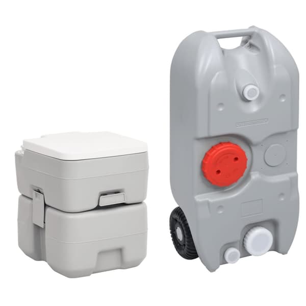 transportabelt campingtoilet og vandbeholder