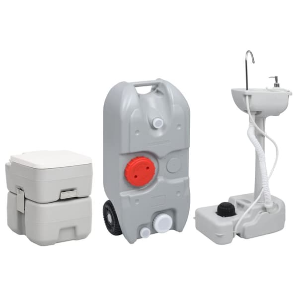 transportabelt campingtoilet og håndvask med vandbeholder