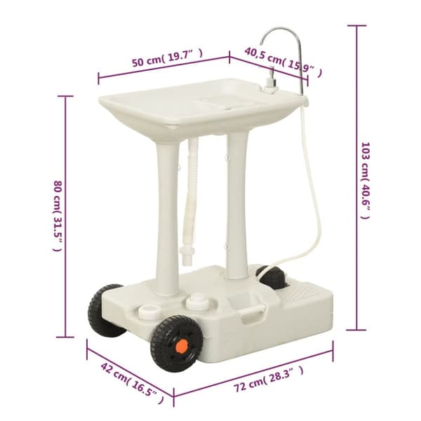 transportabelt campingtoilet og håndvask med vandbeholder