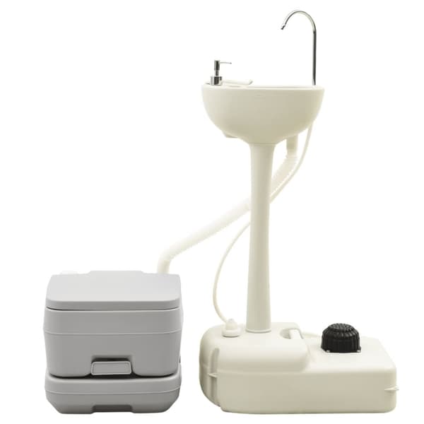 transportabelt campingtoilet og håndvask med vandbeholder