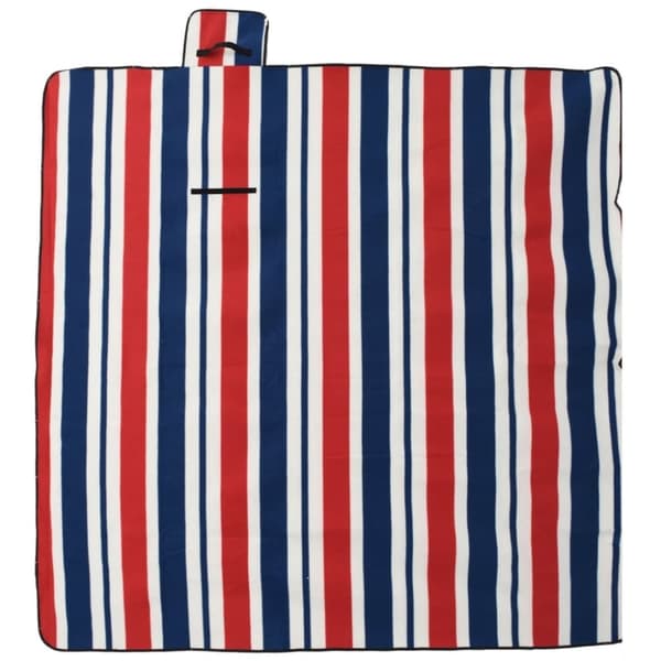 vidaXL Picknickfilt vikbar röd och blå randig 200x200 cm sammet