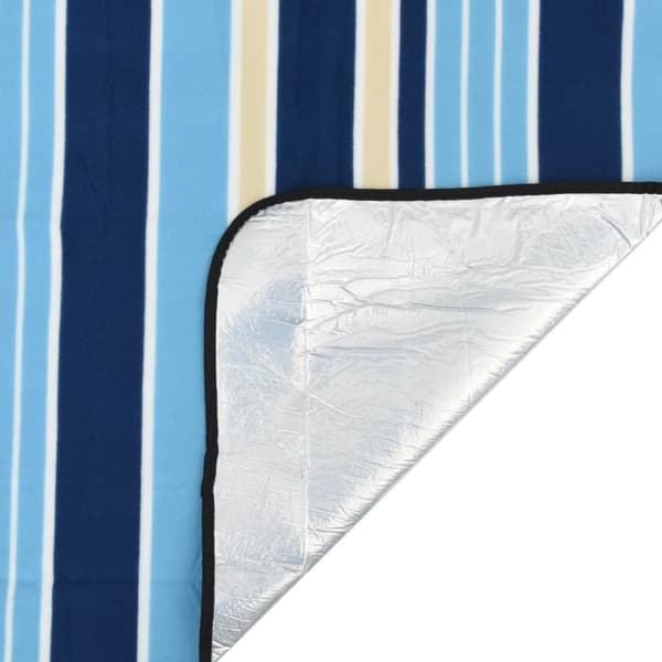 vidaXL picnictæppe 200x150 cm foldbart bølget fløjl blå og hvid